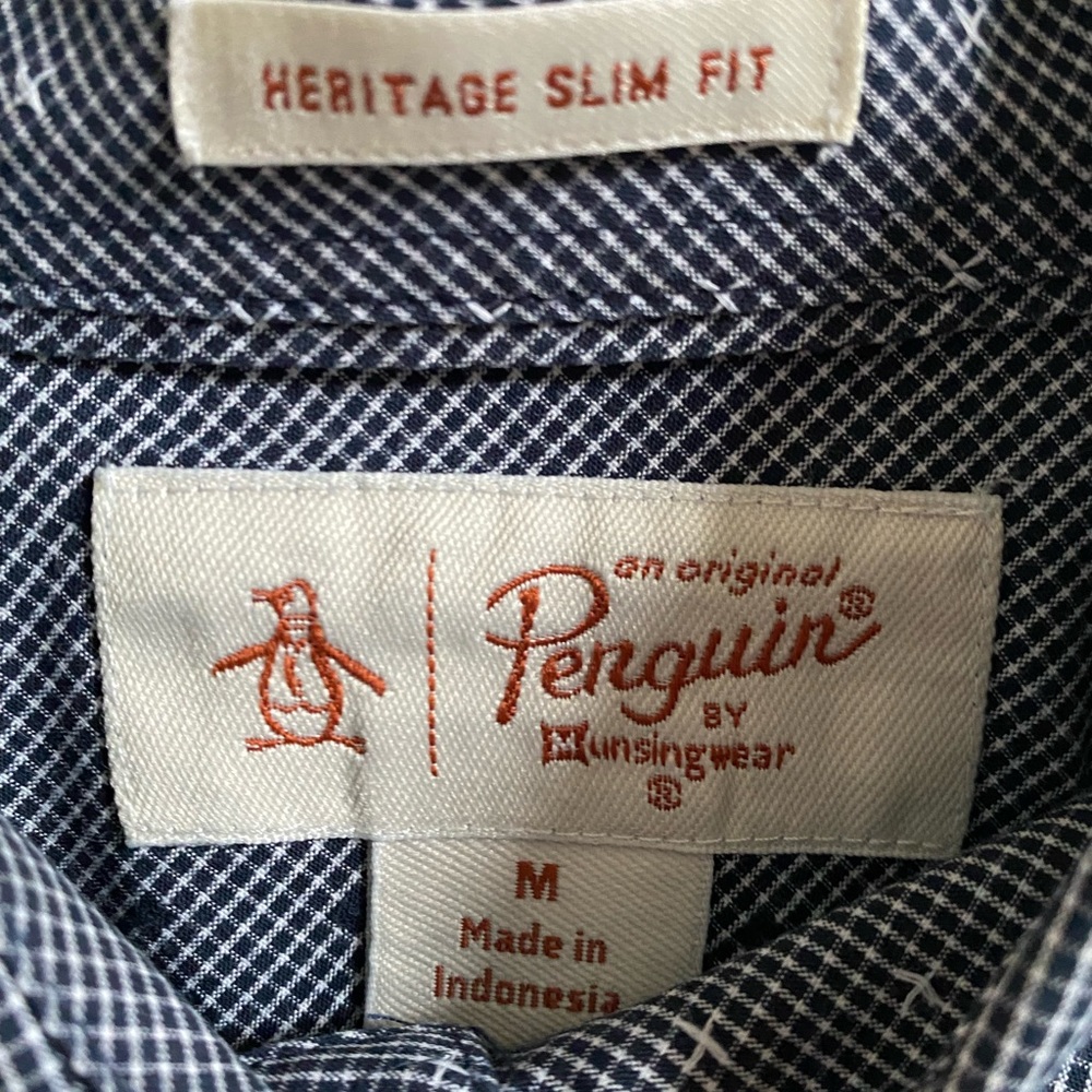 Original Penguin Heritage Slim Fit Men’s Long Sleeve Button Front Shirt - Picture 3 of 4